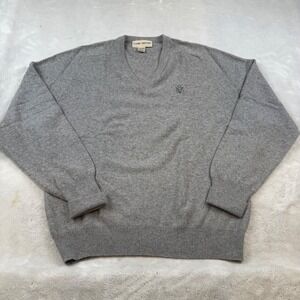 Clark &‎ Gregory Mens V Neck 100 Percent Pure Cashmere Sweater Size L Gray Golf